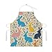 SESLFLKPJK Dog Grooming Wedding Restaurant Kitchen Apron Large Pocket Waterproof Fashion Apron Boys Girls, Easter Rabbit Flower Art Apron With Roomy Pocket, Easy Care Aprons