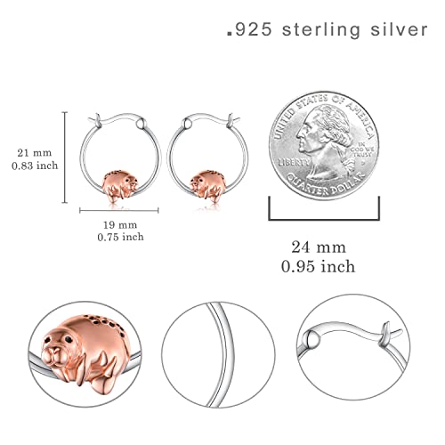 Manatee Hoop Earrings For Women 925 Sterling Silver Cute Manatee Huggie Hoop Earrings Manatee Earring Jewelry Gifts For Women Girls Animal Lovers #TOP5