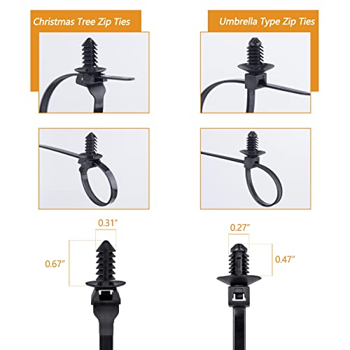 Xislet Universal Push Mount Cable Zip Tie Compatible With Cars Boat Trailer Polaris Utv Side By Side Jeep Wrangler Nylon Self Locking Cable Strap For Engine Bay Wire Harness Restraint Ties- 120 Pcs #TOP4