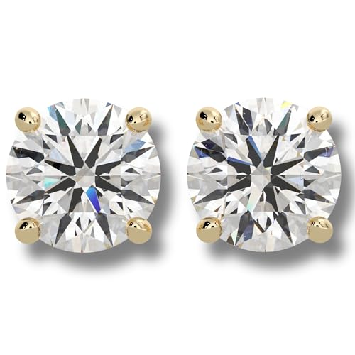IGI Certified 1 Carat Round Lab Grown Diamond Stud Earrings For Women & Men, VVS2 Clarity E Color, 14K White Gold Four-Prong Screw-Back