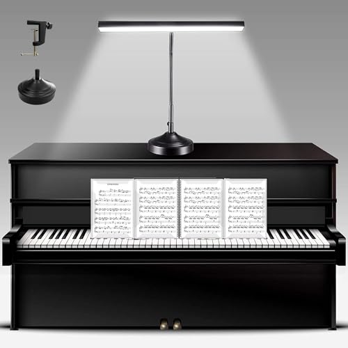 NovoLido Lampe de Piano, 2 in 1 Lampe de Bureau LED avec Base et Pince, Lampe Pupitre Musique pour Lecture, Lire, Claviers, Travail, Table, Chevet, 3 Modes de Couleur et...