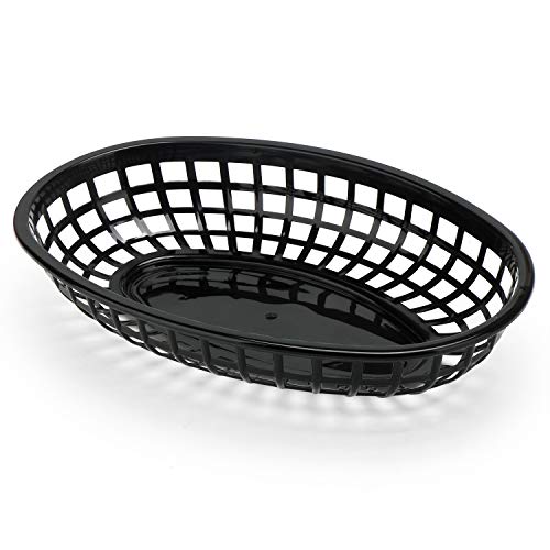 Eusoar Plastic Bread Serving Baskets, 24Pcs 9.4" X 5.9" Fry Fast Food Baskets, Oval-Shaped Tray For Fast Food Restaurant Supplies, Deli Serving, Chicken, Burgers, Sandwiches & Fries #TOP5
