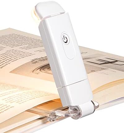 DEWENWILS USB Rechargeable Book Reading Light, Warm White, Brightness Adjustable for Eye-Protection, LED Clip on Book Lights, Portable Bookmark Light for Reading in Bed, Car