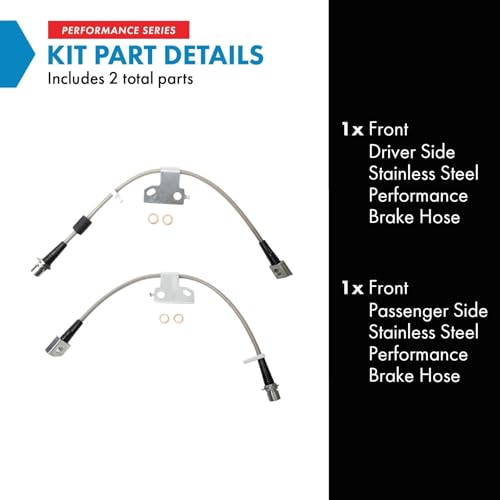 Image of TRQ Front Performance Brake Hose Set Compatible with 2015-2017 Ford Expedition Lincoln Navigator