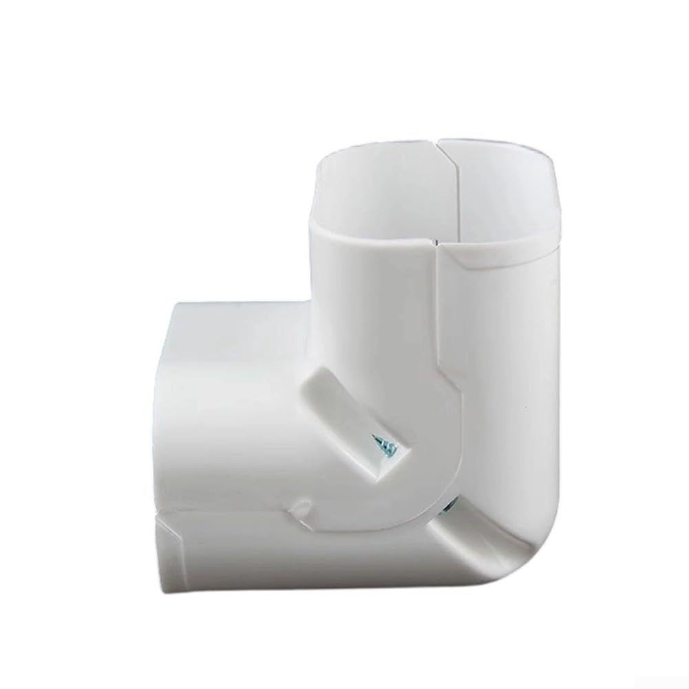 PVC Air Conditioner Line Cover Set Decorative Tubing Kit for Mini Split HVAC Pipe Guard with Straight Pipe Elbows Wall Covers, Flexible Hose, Indoor Outdoor Use, White(vertical elbow)