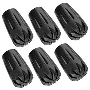 Durable Replacement Rubber Tips for Trekking Poles – Universal Anti-Slip Hiking Stick Caps – Shock Absorbing Pole Accessories – Fits 11mm Standard Poles – Set of 6