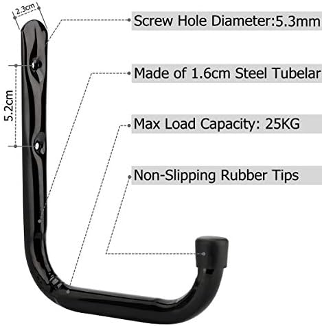 17cm Garage Storage Ladder Hooks, 6 Pack pipabiba Heavy Duty Wall Mount Utility Hanger Organizer to Folded Chairs, Bicycles, Power Tools, Garden Hoses (19cm x 17cm)