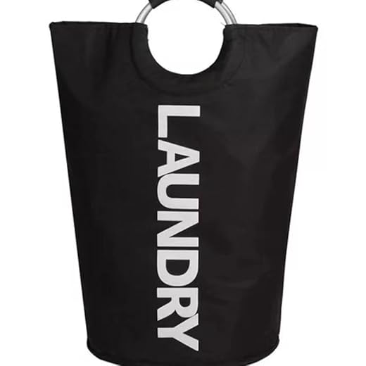 A large 90 liter laundry basket that can be folded for easy carrying. Suitable for bathrooms, laundry rooms, and travel (black)