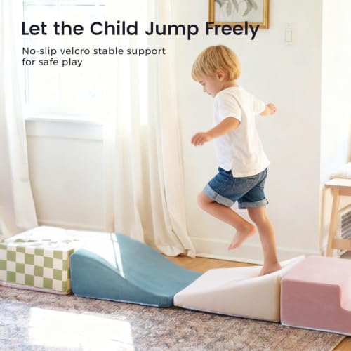 Image of Tiny Land Soft Foam Climbing Blocks for Toddlers, 6-Piece Foam Blocks
