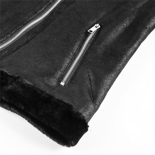 Chaqueta de cuero para hombre con forro de piel y cierre grueso miniatura 5