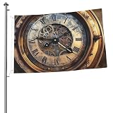 2x3 Ft Flags Double Sided Yard Flag Banner Outdoor/Inside Breeze Flag Steampunk Clock Welcome Yard Banners for Garden House Holiday Home Decor Garden Flag