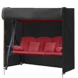 FLYMEI Outdoor Swing Cover 3 Triple Seater Hammock Cover for Porch Swing Canopy Glider Chair and Other Patio Furniture, Waterproof Windproof All Weather Protection, 87'' (L) x 49''(W) x 67''(H)