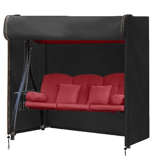 FLYMEI Outdoor Swing Cover 3 Triple Seater Hammock Cover for Porch Swing Canopy Glider Chair and Other Patio Furniture, Waterproof Windproof All Weather Protection, 87'' (L) x 49''(W) x 67''(H)