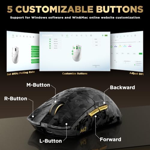 YUNZII M2 Dual 8K Wireless Gaming Mouse, PAW3395, 6-Level DPI(Black) — view 7