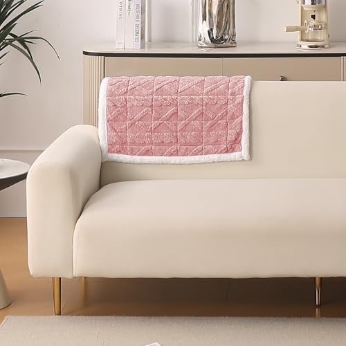 Image of HOKIPO 'Italian Caelora' Luxury Jacquard Plush Sofa Backrest Cover Mat 55x80 cm | Pack of 1 Anti Slip Backrest Mat, Misty Rose (AR-6225-PNK)