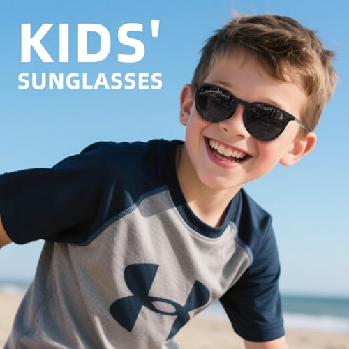 Image of SUNGAIT Junior Kids Polarized Sunglasses Vintage Round Children Shades for Girls & Boys 5-12 UV400 Protection