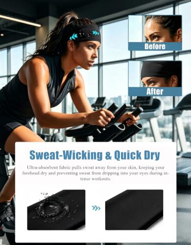 Image of Headbands for Men & Women, Sweat Headband Non-Slip Sweatband Sports Running Cycling Yoga Basketball Workout Football Training