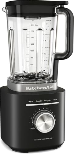 KitchenAid 5KSB2073EBM Pure Power Blender Standmixer, 1,5 PS Motor, Asymmetrische Klingen, Eis-Crushen, für Suppen & Smoothies, 10 Stufen, 2L BPA-freier Behälter, Matt-Schwarz