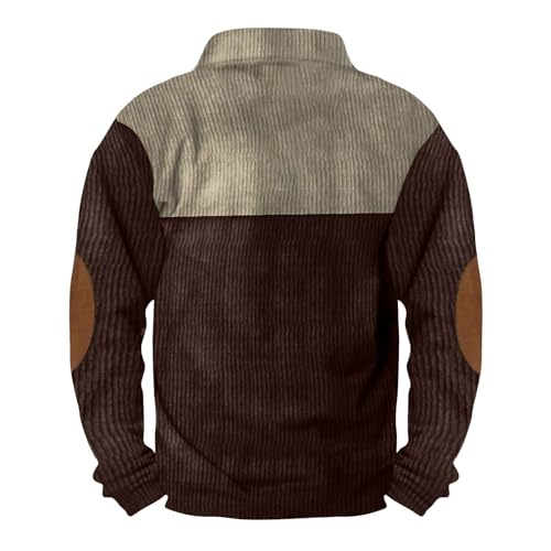 Mens Fall Sweater Corduroy Shirt Lapel Collar Button Up Pullover Long Sleeve Polo Sweatshirts Winter Clothing Gear2
