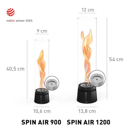 höfats Spin air 900 Schwarz – Tischfeuer für Indoor & Outdoor - moderner Bioethanol-Tischkamin mit Langer Brenndauer - Innovative Bio-Burner-Technologie, emaillierter Gussfuß, wärmender Kamin