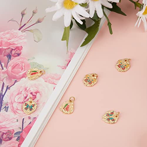 Beebeecraft 6Pcs 3 Style 18K Gold Plated Butterfly Charms Light Gold Enamel Animal Charms Pendants for Jewelry Making Bracelet Choker Necklace Earring - Image 4
