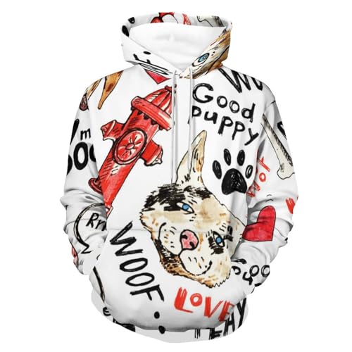 Sweat à capuche unisexe contre le froid UMENG - Pull confortable imprimé chien taille S