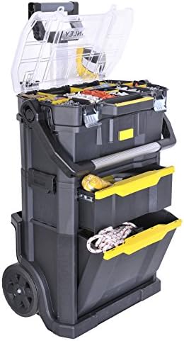 Stanley Rolling Workshop 2in1 19 Tool Carry Organiser Drawer, Telescopic Handle, Plastic, STST1 79231