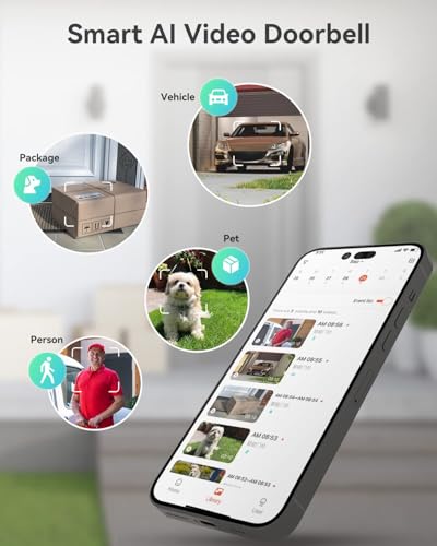 LongPlus Doorbell Camera Wireless,2K High-end Version Battery Video Doorbell,Wire Free(Battery) or Wired(Existing Home Chime),WiFi Doorbell Works with Alexa,PIR Motion Detection,2-Way Talk,2.4Ghz Only