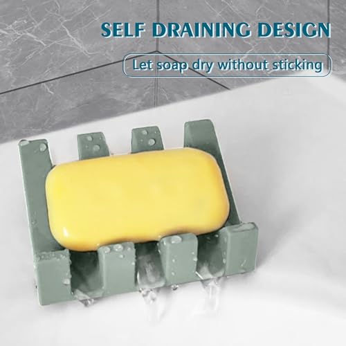 Coipdfty Self Draining Soap Dish Holder,Silicone Soap Dish,for Bathroom,Kitchen, Sponges，Can Extend Soap Life，Keep Soap Bars Dry and Easy Cleaning (Green,1-Pack) by Coipdfty - Used condition - Image 5