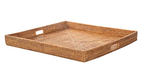 KOUBOO La Jolla Rattan Square Tray, Honey-Brown