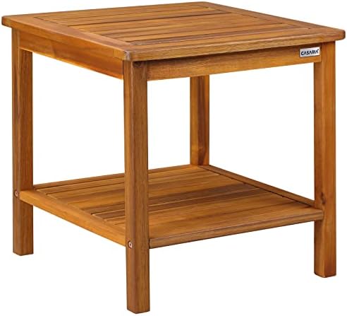 CASARIA Garden Side Table | 45x45x45cm | Small Indoor & Outdoor Coffee Table | Acacia Wood | Weather-resistant Wooden Garden Furniture | Snacks Table | Brown