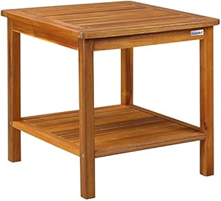 CASARIA Garden Side Table | 45x45x45cm | Small Indoor & Outdoor Coffee Table | Acacia Wood | Weather-resistant Wooden Garden Furniture | Snacks Table | Brown