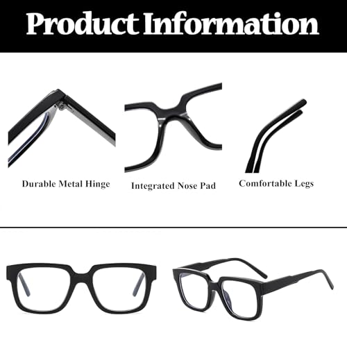 Image of LJCZKA Blue Light Blocking Glasses for Women Men Retro Square Frame Eyeglasses Anti Eyestrain Eyewear Computer Glasses