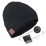 Zibaar Bluetooth Beanie Bluetooth Hat Wireless Headphone Beanie Bluetooth Headset Hat Bluetooth Headphone Hat and Mic Hands Free Talking Stripe Unisex Black