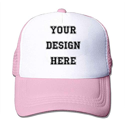 ZMvise Logotipo personalizado del texto de la imagen Personalizado Casquillo de béisbol ajustable unisex colorido personalizado del sombrero del camionero, Rosado, Medium