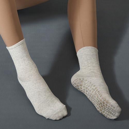 Image of Yoga Pilates Socks 3 Pair for Woman with Non Slip Grippers,Barre Ballet Workout Athletic Crew Socks
