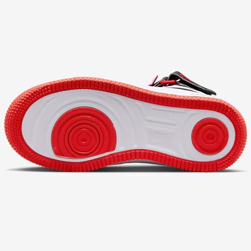 Nike Air Force 1 Mid EasyOn SE Big Kids' Shoes (FQ3692-001, Black/Pink Rise/Picante Red/White) Size 6.54