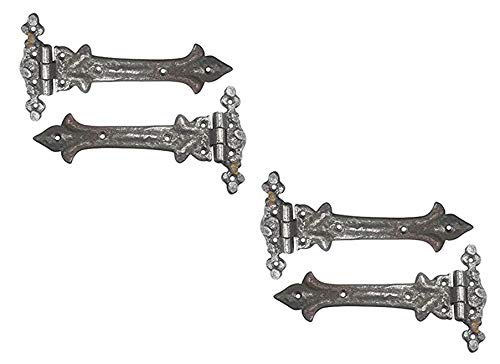 Image of Adonai Hardware Adonijah Antique Cast Iron Strap T Hinge (7.9 inch x 4 Pack, Natural Iron Unlacquered) for Barn Doors, Gates, Kitchen Cabinets, Sheds, Wooden Box, Furniture, Cedar Chest and Trunks
