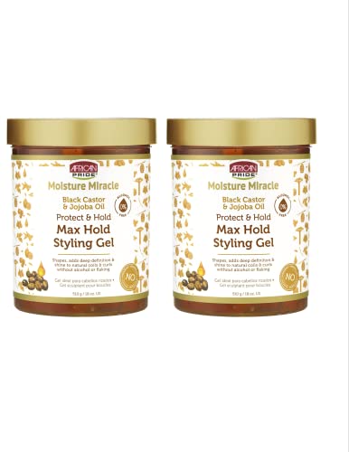 African Pride Moisture Miracle Max Hold Styling Gel With Black Castor Oil& Jojoba Oil - 18 Fl Oz (Pack Of 2) #TOP22