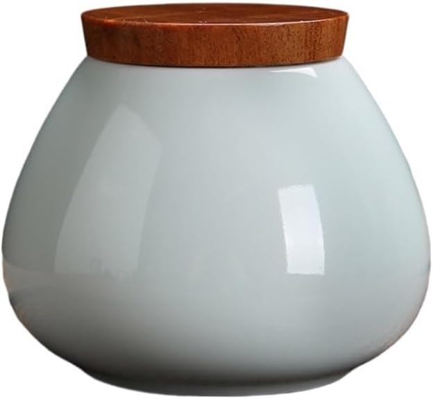 SONGCHAO Sugar Jar Vintage Loose Tea Storage Container Jar Small Portable Ceramic Sealed Chinese Set Single Tea Canister(C)