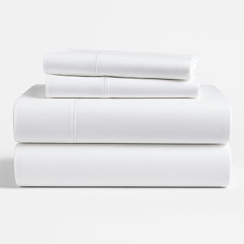 KRISHNA Queen Giza Egyptian Cotton Sheet Set 4 Piece, 100% Long Staple Cotton Luxury Hotel Bed Sheets, Ultra Soft Cooling Breathable, 18" Deep Pocket Fitted Sheet, White Solid
