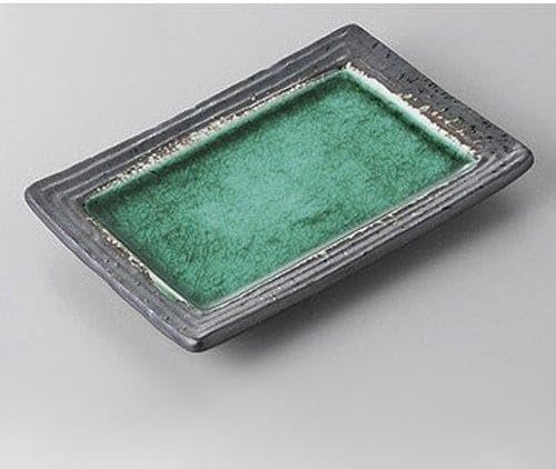 セトモノホンポ(Setomonohonpo) Set of 5, Deep Sea Green Rim Shaped Dishes [6.5 x 4.5 x 0.8 inches (16.5 x 11.5 x 2 cm)] [Ryokan Japanese Tableware, Restaurants, Commercial Utensils, Tableware]