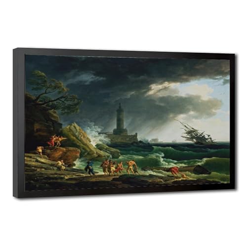 Poster tempête sur la côte méditerranéenne Vernet impression toile cadre 50x75cm