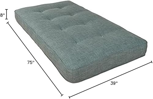 Miniatura 3 de Kodiak Furniture Colchón de resortes boho de 8 pulgadas tamaño individual para litera/día/nido, lino aguamarina, marco no incluido Lino Aqua,Piedra