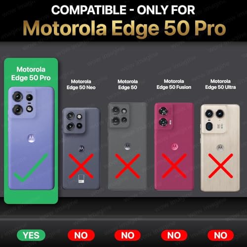 Image of WOW IMAGINE Shock Proof Back Case Mobile Cover for Motorola Moto Edge 50 Pro | Back Cover Case (Tough Armor | Hybrid PC + TPU | Ring Holder & in-Built Kickstand | Black)