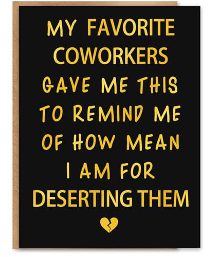 Bestmelo Funny Retirement Card, Goodbye Card for Coworker, Farewell Gift, Leaving Job Gift, Blank Inside, with Kraft Envelope and Gold Seal Sticker