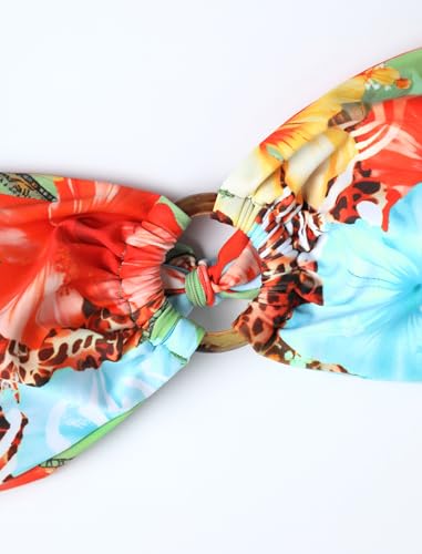 Image of ZAFUL Women's Bandeau Bikini O Ring Strapless Tie Back High Cut Two Piece Swimsuit Bathing Suits