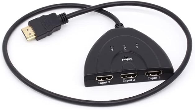HDMI Splitter, HDMI 3 in 1 Splitter Switch Cable Adapter Switcher Distribution Hub Full HD 1080P for Supports Switch, PS4, X-Box, HDTV, Laptop, PC