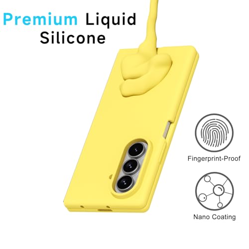 LoeoeL for Samsung Galaxy Z Fold 7 Phone Case Silicone, Minimalist Ultra Thin Slim Soft Rubber Solid Color Simple Cute Case for Women, Aesthetic Girly Plain Jelly Gel &Camera Cover Protection, Yellow by LoeoeL - Used condition - Image 4