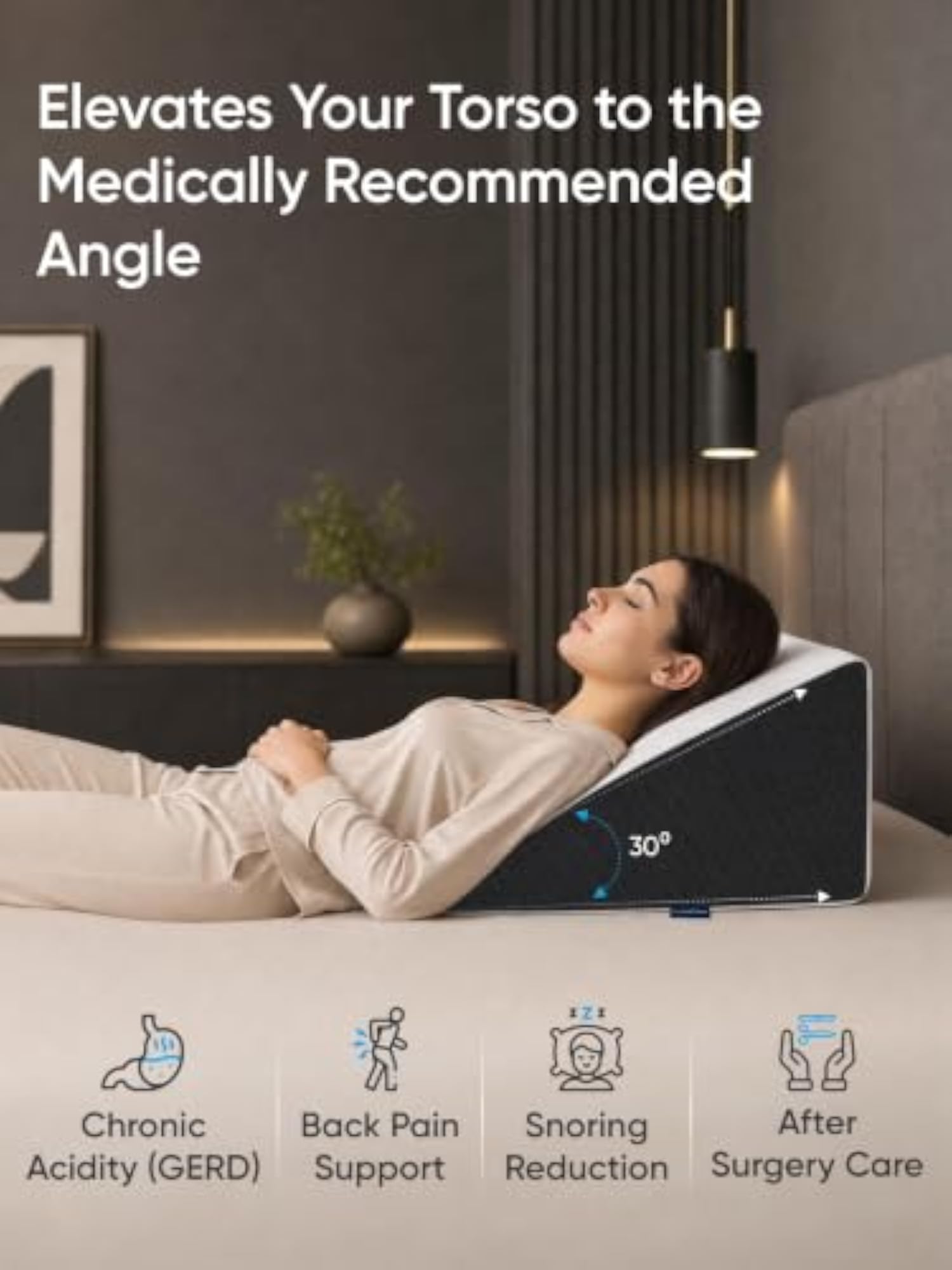 Memory Foam Wedge Pillow for Back Support, Orthopedic Gift